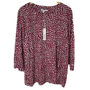 NWT Chico’s Cotton Slub Tee Magenta White XXL